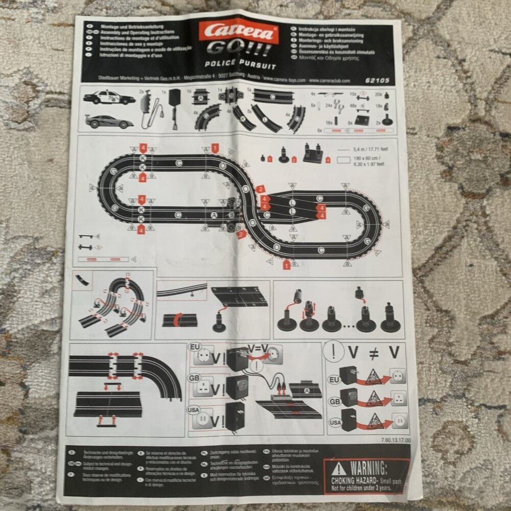 Carrera Go!!! INSTRUCTIONS Police Pursuit 1:43 Scale Slot Cars Vintage 62105